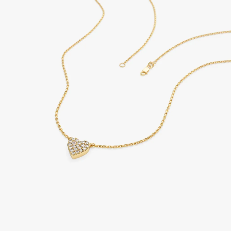 14k Gold Mini Heart Diamond Necklace