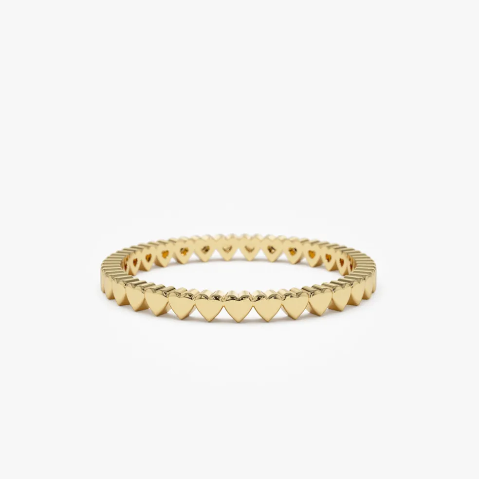14k Gold Mini Heart Eternity Ring