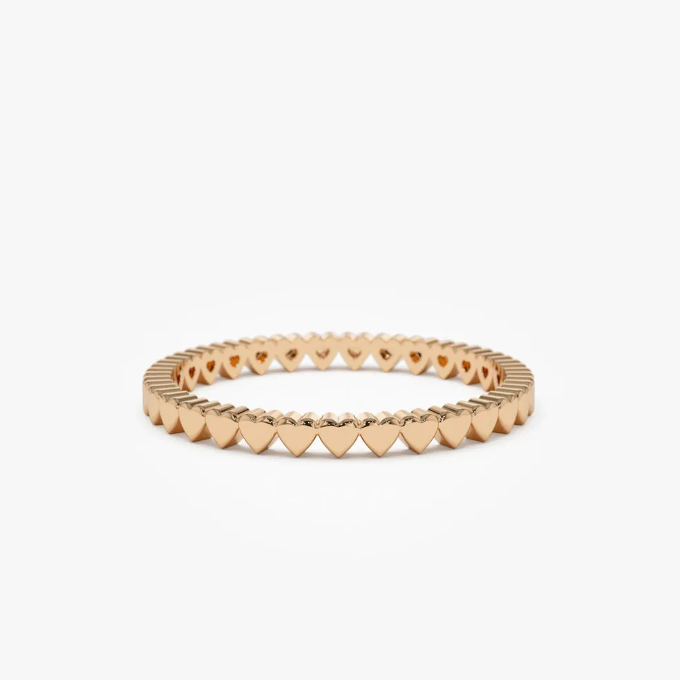 14k Gold Mini Heart Eternity Ring