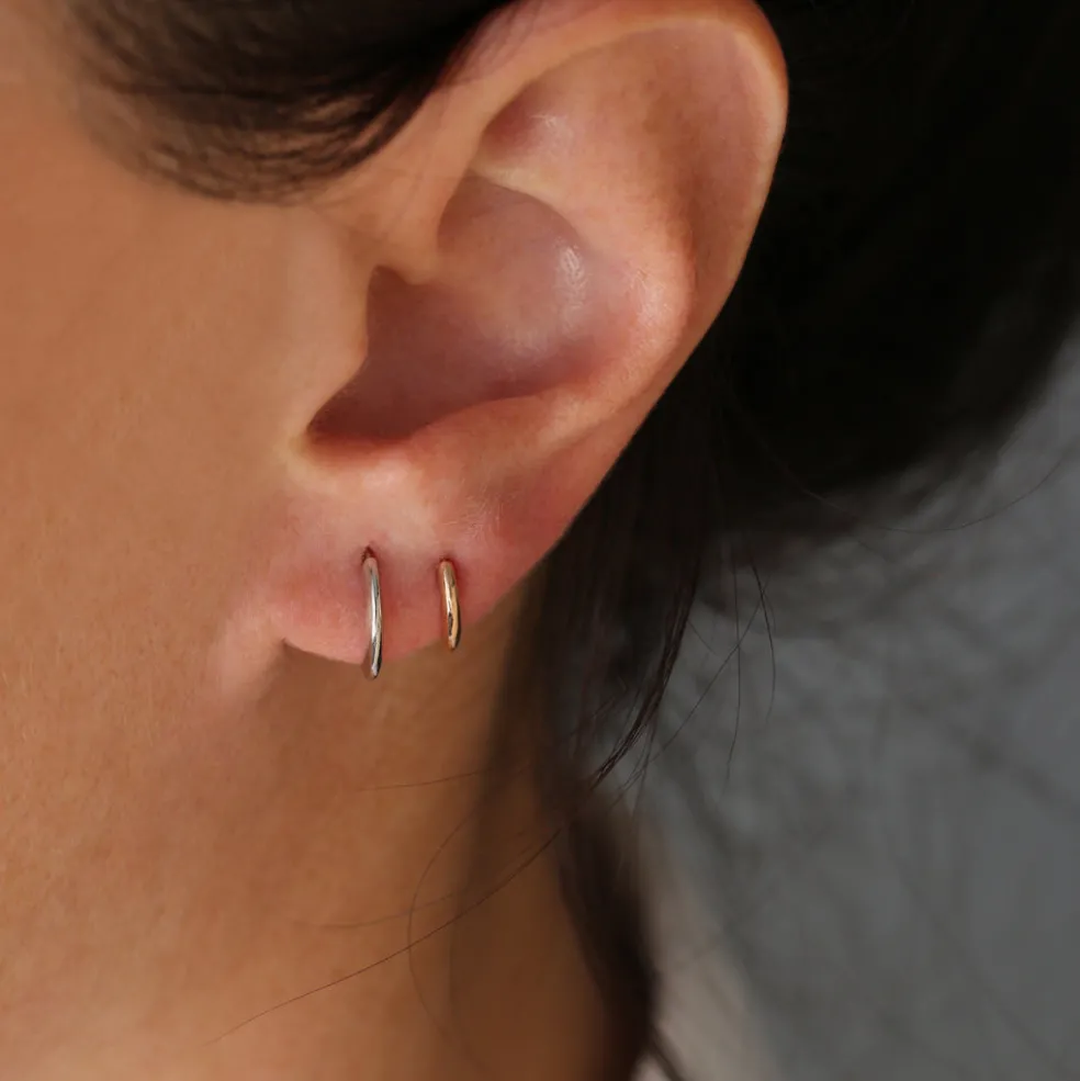 14k Gold Mini Plain Huggies
