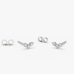 14K Gold Mini Trio Diamond Stud Earrings