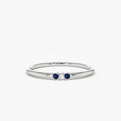 14K Gold Minimal Sapphire and Diamond Ring