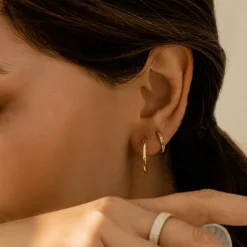 14K Gold Multi Color Huggie Hoop Earrings