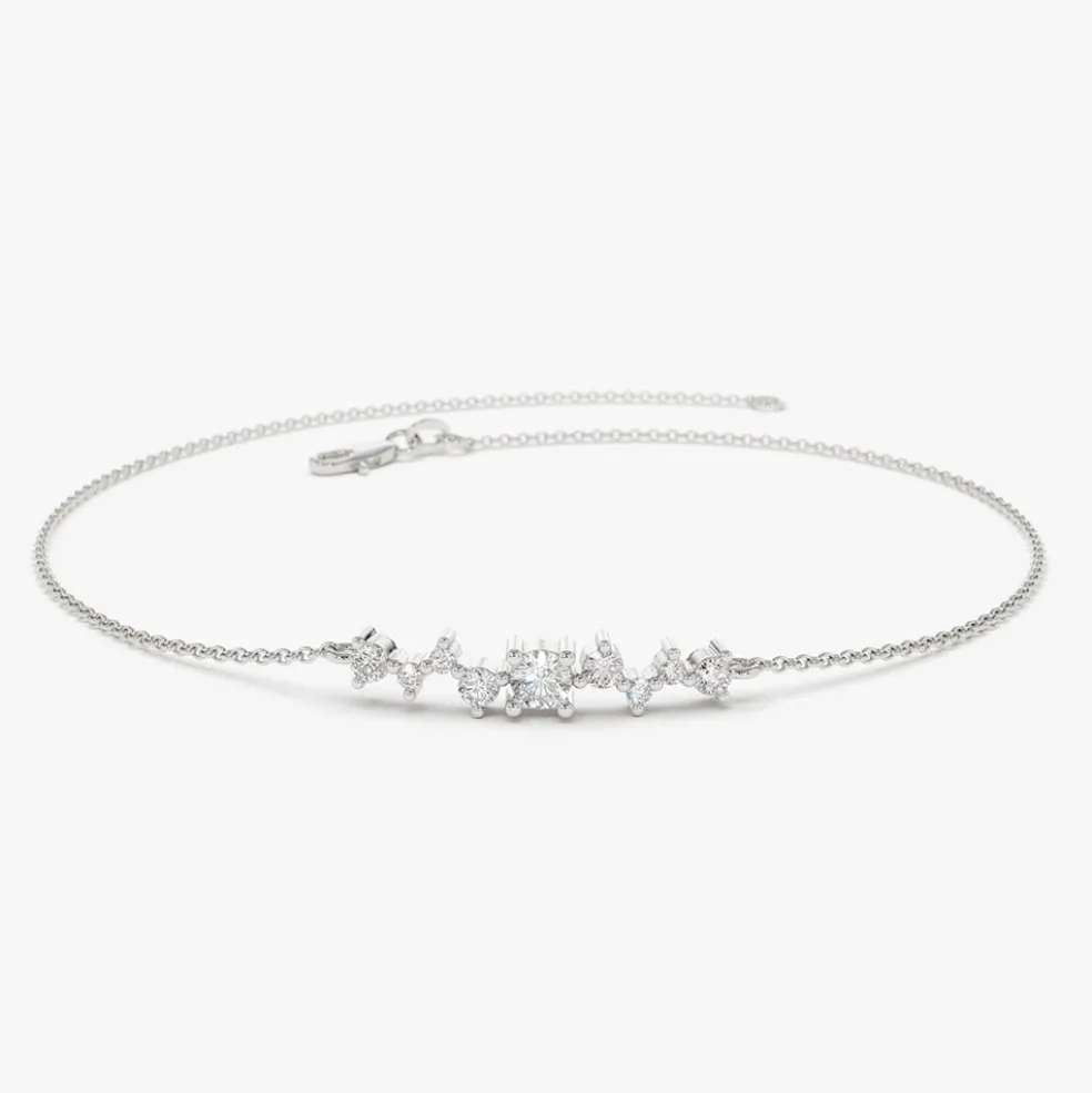 14K Gold Multi Diamond Cluster Bracelet