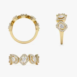 14K Gold Multi-Shaped Diamond Band