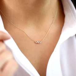 14K Gold Nine Diamond Cluster Necklace