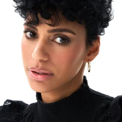14K Gold Oval Dome Hoop Earrings