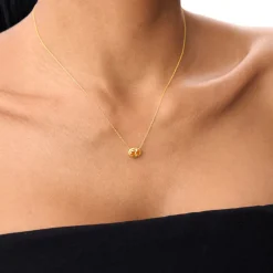 14K Gold Oval Shape Bezel Set Citrine Necklace