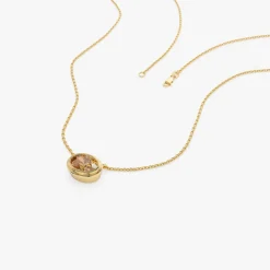 14K Gold Oval Shape Bezel Set Citrine Necklace