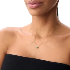 14K Gold Oval Shape Bezel Set Peridot Necklace