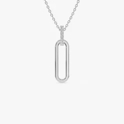 14k Gold Paper Clip Link Pendant Necklace