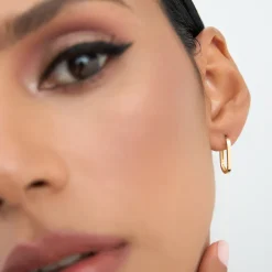 14k Gold Paperclip Hoop Earrings