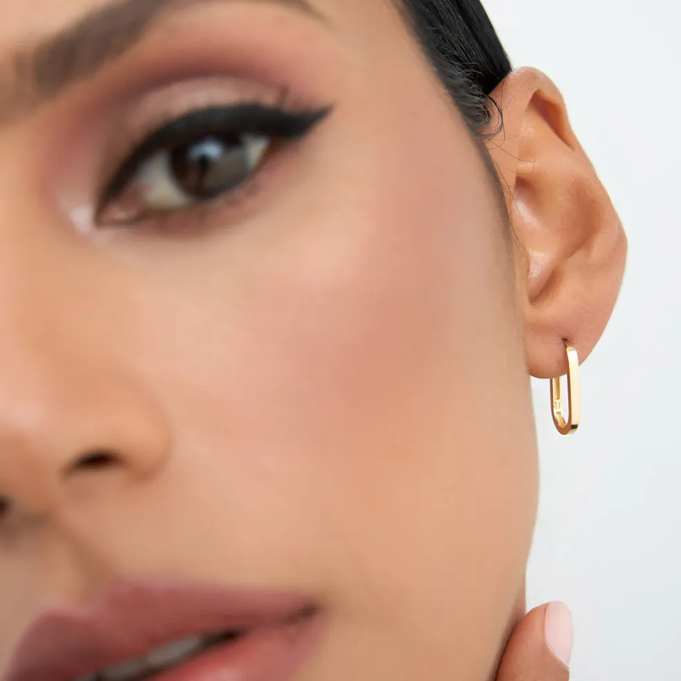 14k Gold Paperclip Hoop Earrings
