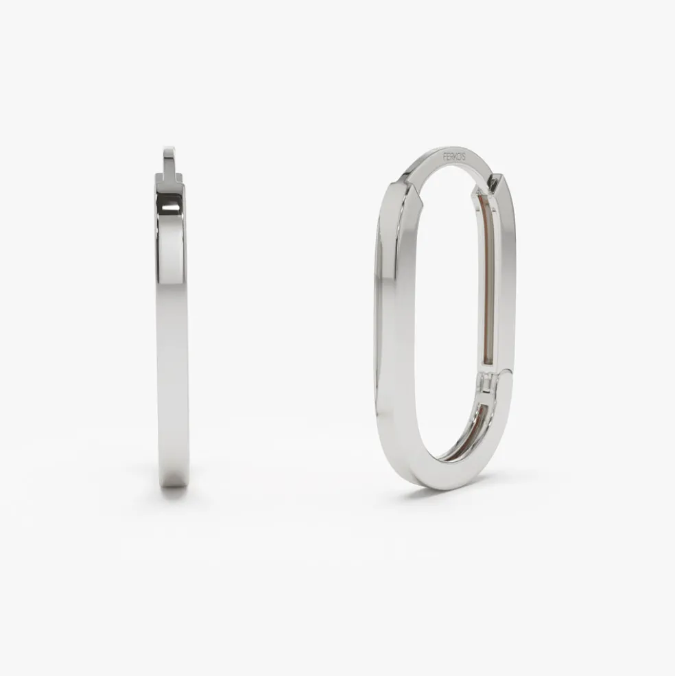 14k Gold Paperclip Hoop Earrings