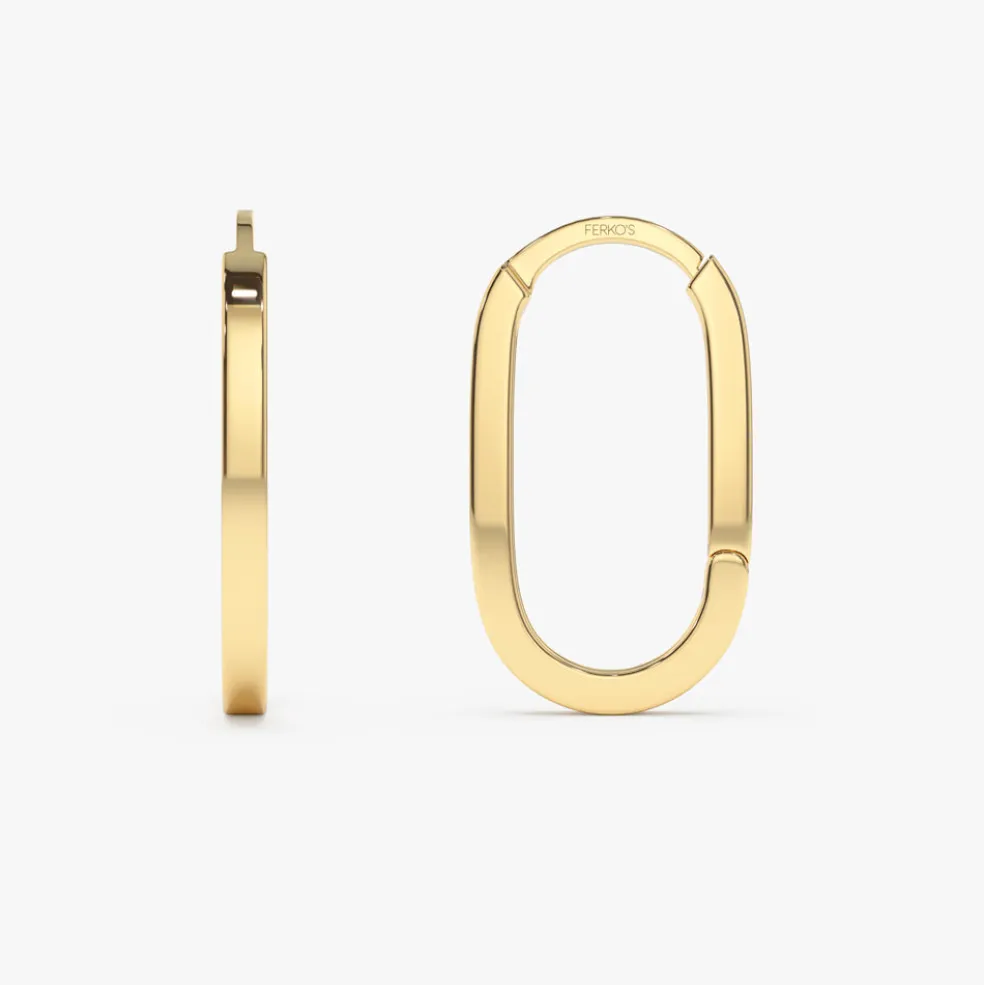 14k Gold Paperclip Hoop Earrings