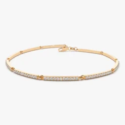 14k Gold Pave Stackable Diamond Bar Bracelet