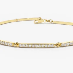 14k Gold Pave Stackable Diamond Bar Bracelet