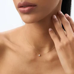14K Gold Pear Shape Diamond Solitaire Necklace