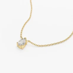 14K Gold Pear Shape Diamond Solitaire Necklace