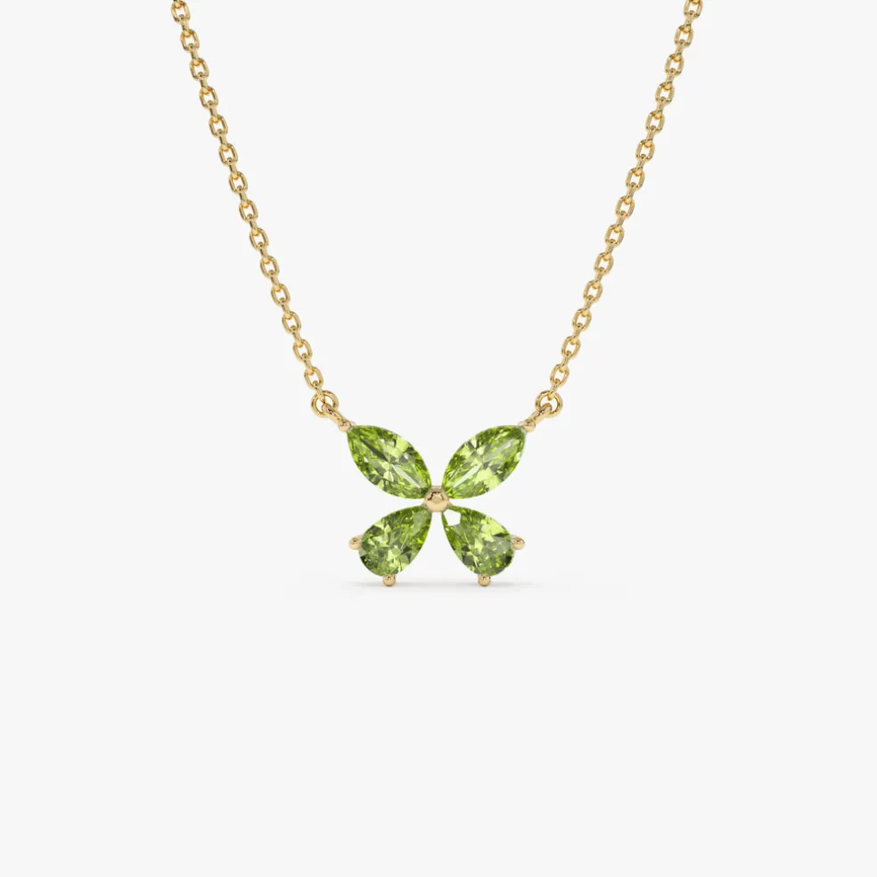 14K Gold Peridot Butterfly Necklace