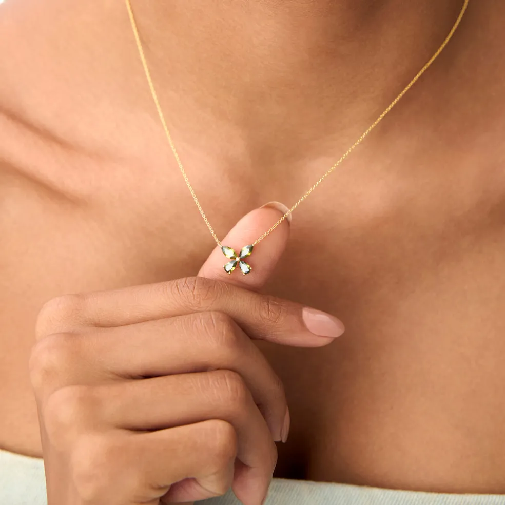 14K Gold Peridot Butterfly Necklace