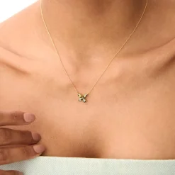 14K Gold Peridot Butterfly Necklace