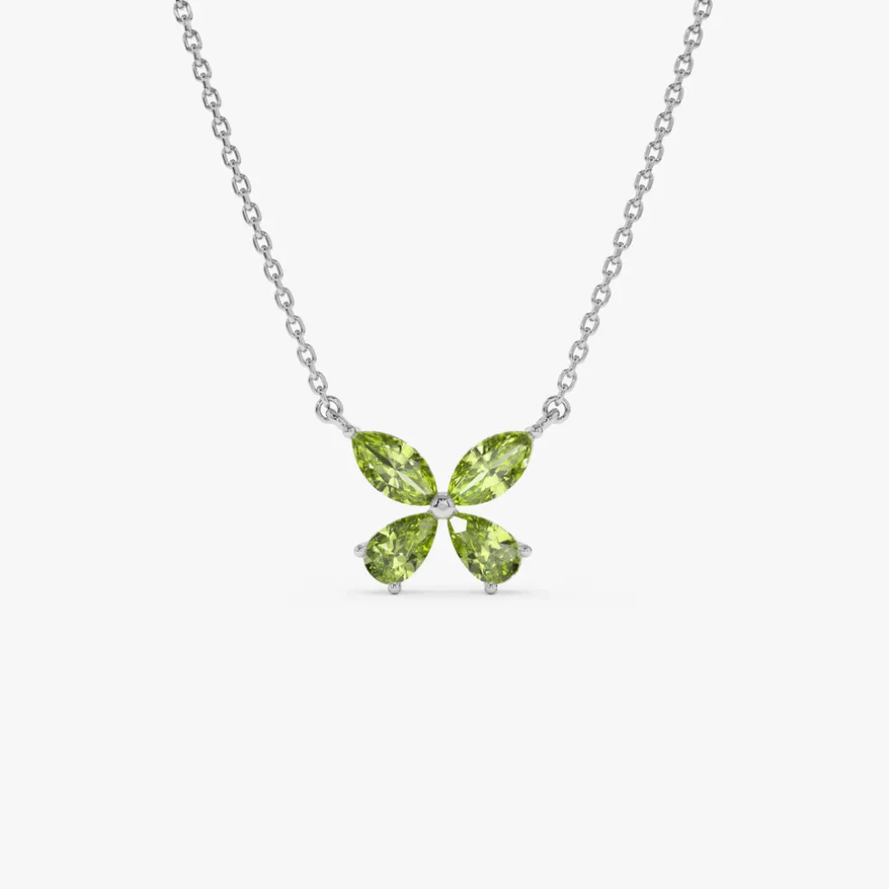 14K Gold Peridot Butterfly Necklace