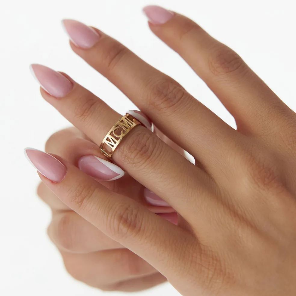 14K Gold Personalized Roman Numeral Ring