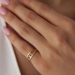 14K Gold Personalized Roman Numeral Ring