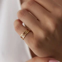 14K Gold Personalized Roman Numeral Ring
