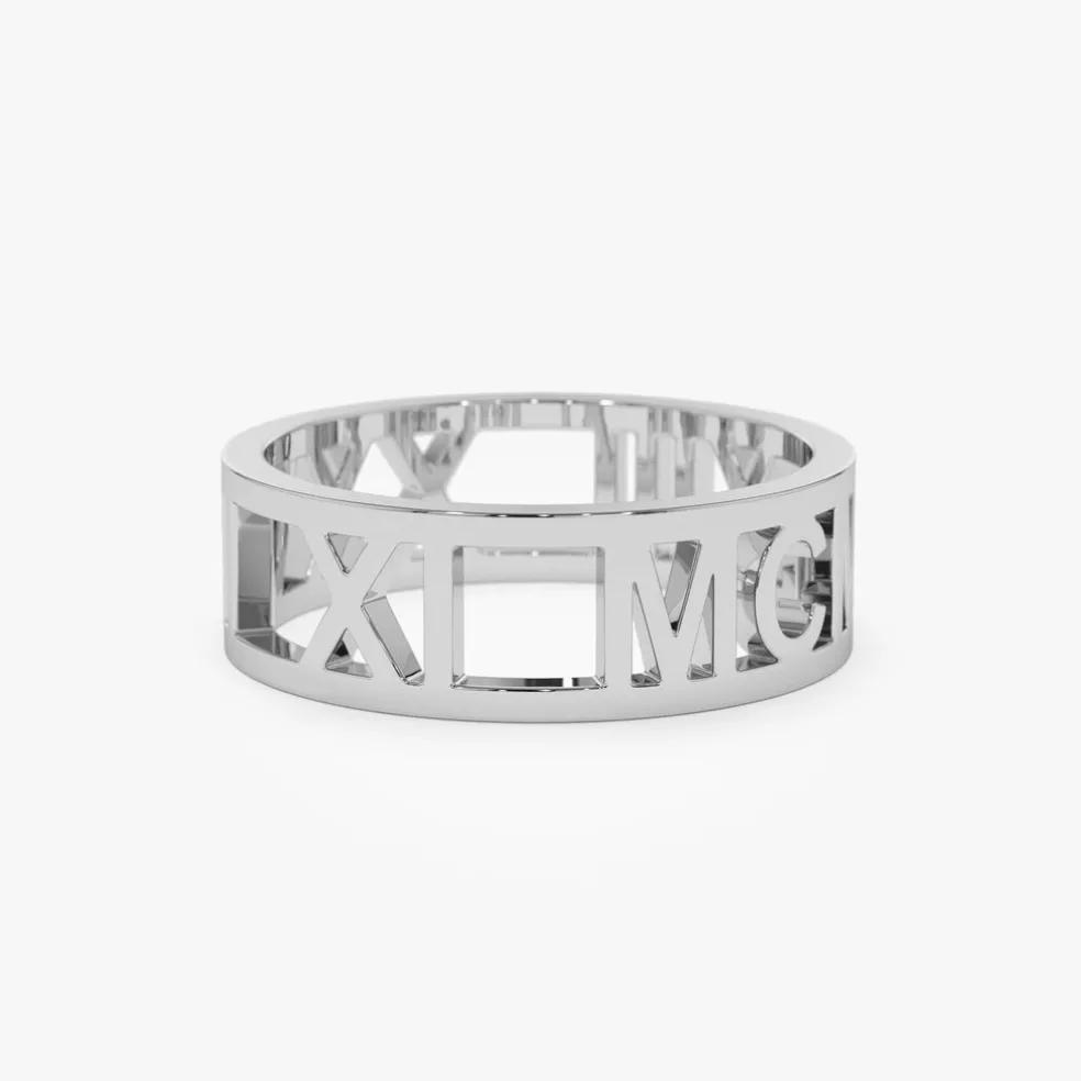 14K Gold Personalized Roman Numeral Ring