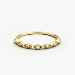 14k Gold Petite Art Deco Wedding Band