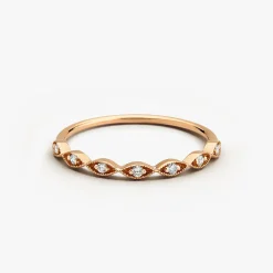 14k Gold Petite Art Deco Wedding Band