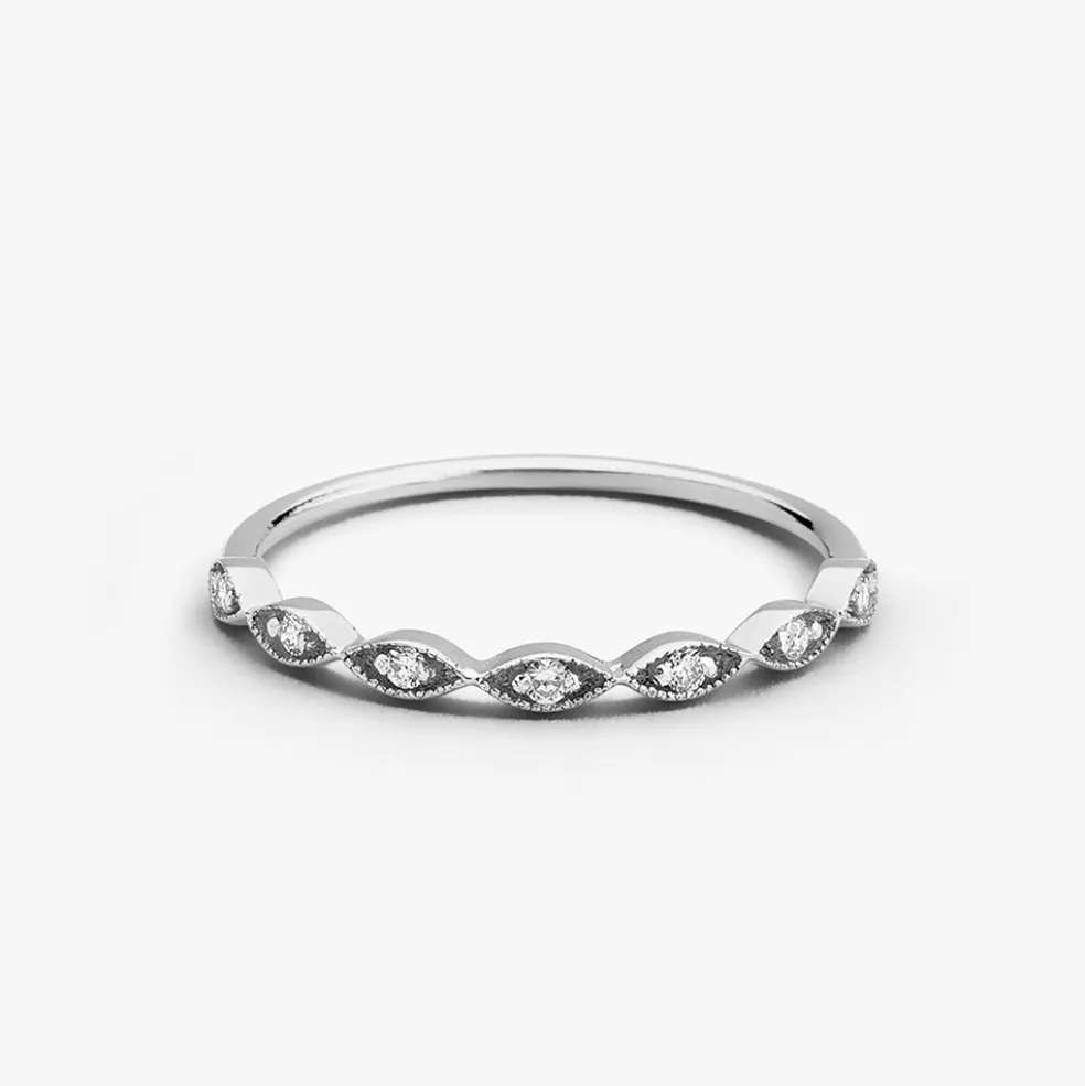 14k Gold Petite Art Deco Wedding Band