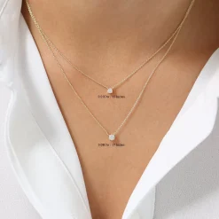 14K Gold Prong Setting Diamond Solitaire Necklace