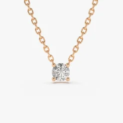 14K Gold Prong Setting Diamond Solitaire Necklace