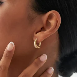 14k Gold Ribbed Teardrop Hoop Earrings