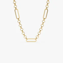 14K Gold Rolo Paperclip Chain Necklace