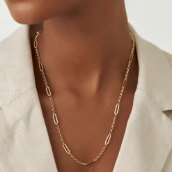 14K Gold Rolo Paperclip Chain Necklace