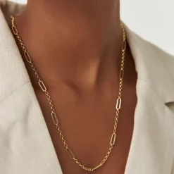 14K Gold Rolo Paperclip Chain Necklace