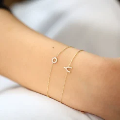 14K Gold Round Pave Diamond Bracelet