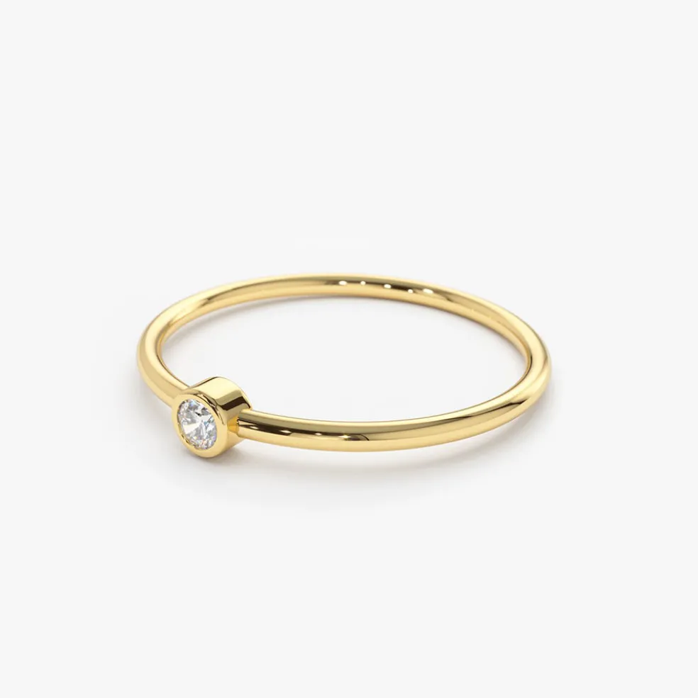 14K Gold Round Solitaire Diamond Ring