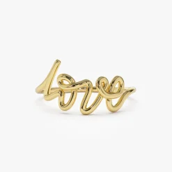 14K Gold Script Love Ring