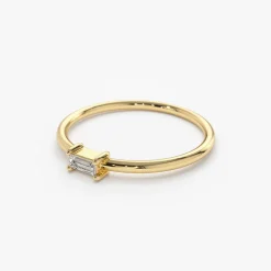 14K Gold Single Baguette Diamond Ring