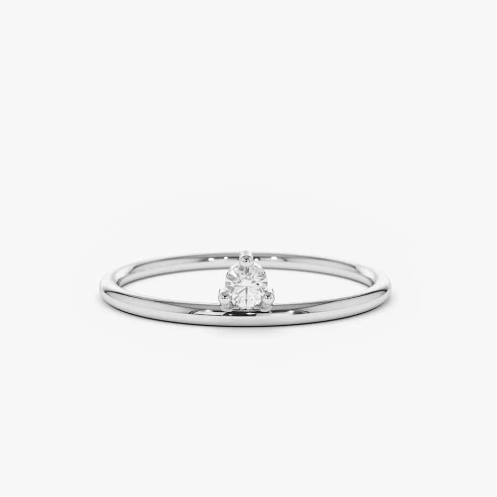 14K Gold Single Floating Diamond Ring