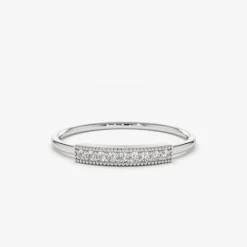 14K Gold Single Row Pave Diamond Ring