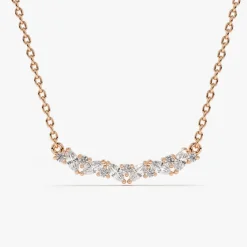 14K Gold Slanted Marquise and Round Diamond Necklace