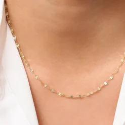 14K Gold Sparkle Diamond Cut Chain