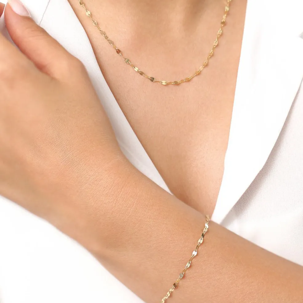 14K Gold Sparkle Diamond Cut Chain