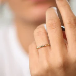 14K Gold Spike Pyramid Eternity Ring